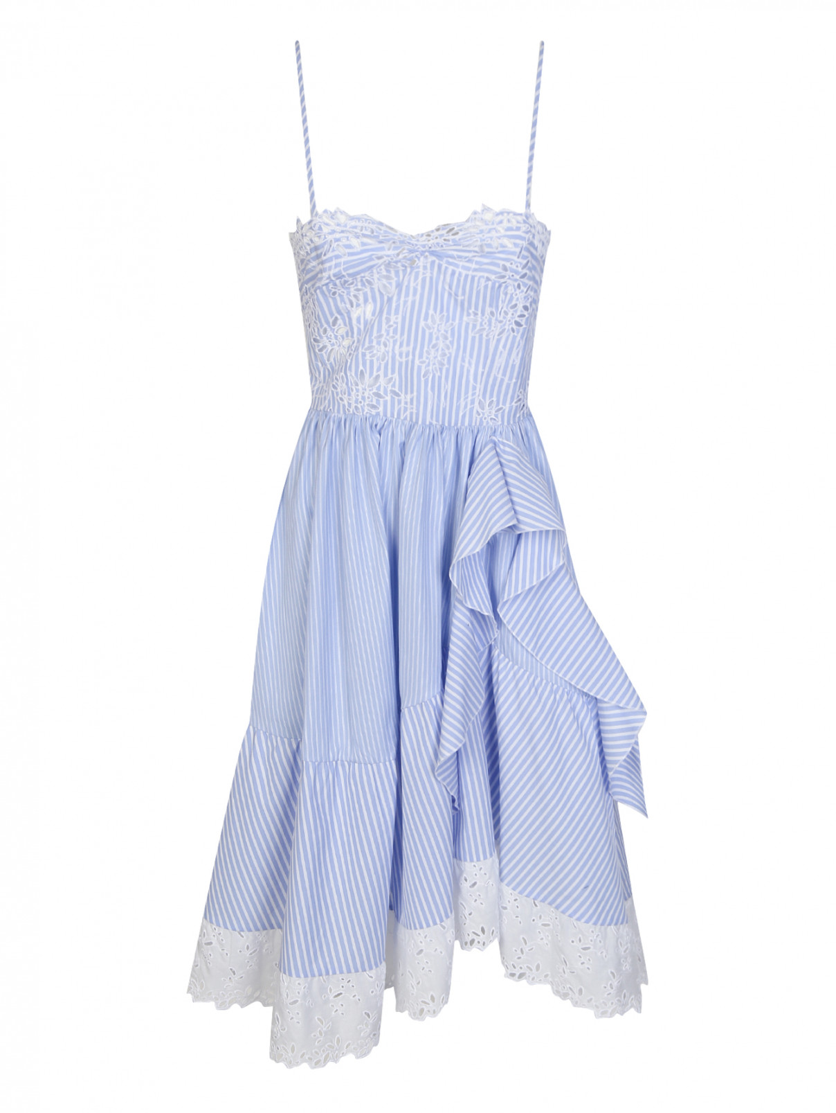 Платье из хлопка без рукавов Ermanno Scervino  –  Общий вид  – Цвет:  Синий