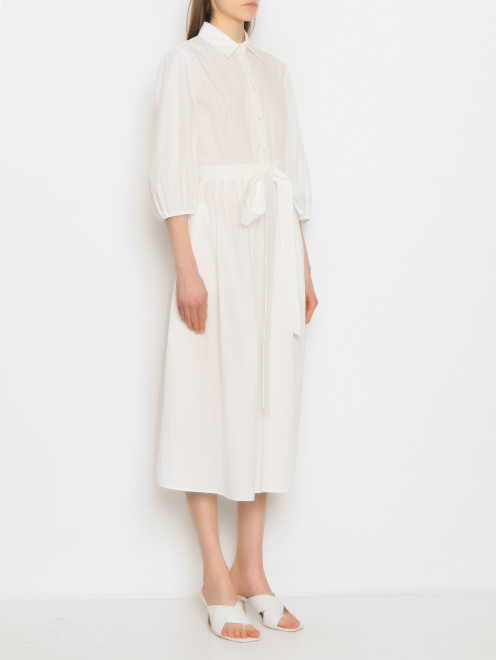 Однотонное платье-миди из хлопка Weekend Max Mara - МодельВерхНиз