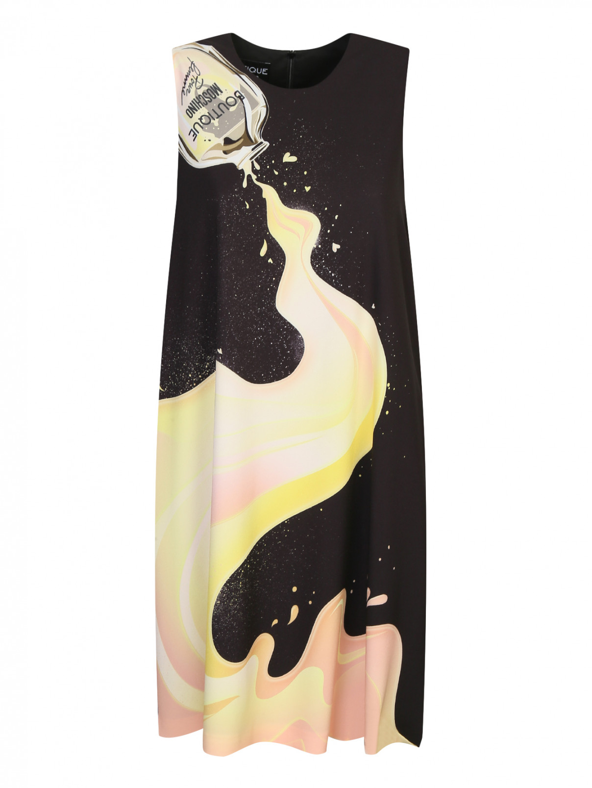 Платье без рукавов с узором Moschino Boutique  –  Общий вид  – Цвет:  Черный