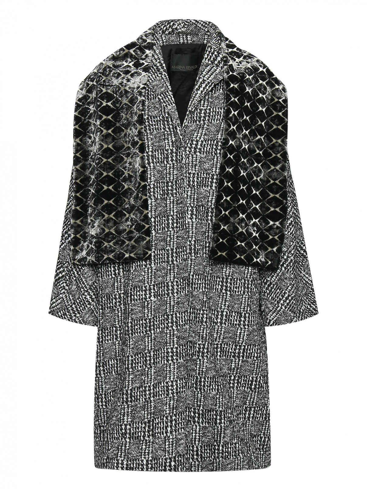 Пальто из шерсти с шарфом Marina Rinaldi  –  Общий вид  – Цвет:  Серый
