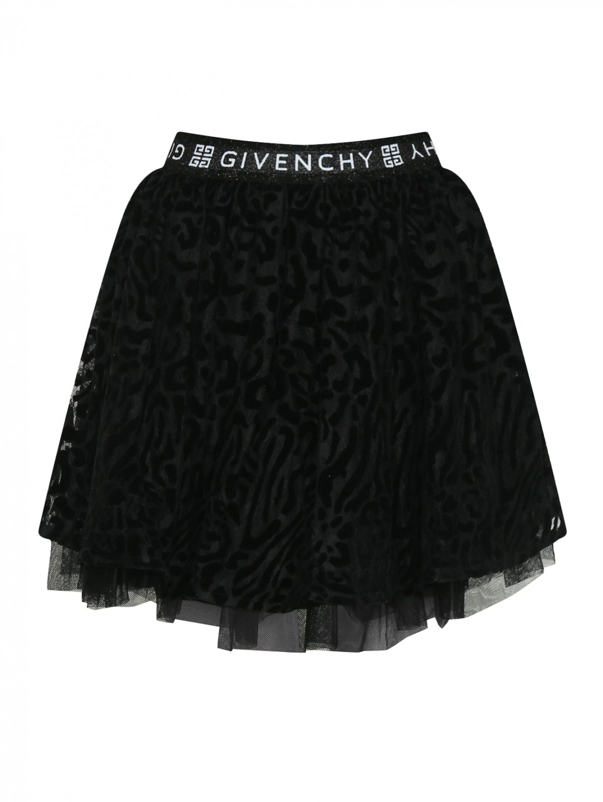 Юбка на резинке с логотипом Givenchy  –  Общий вид  – Цвет:  Черный