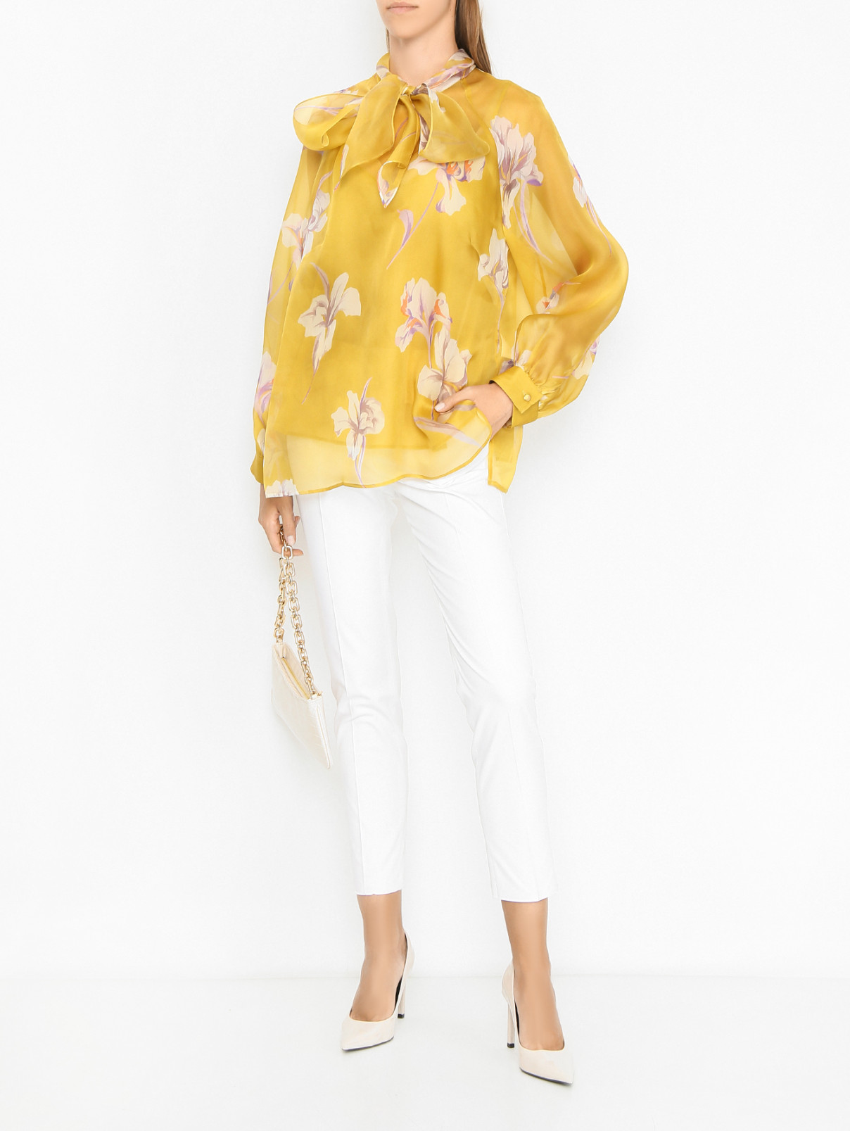 Хлопковые однотонные брюки Max Mara  –  МодельОбщийВид  – Цвет:  Белый