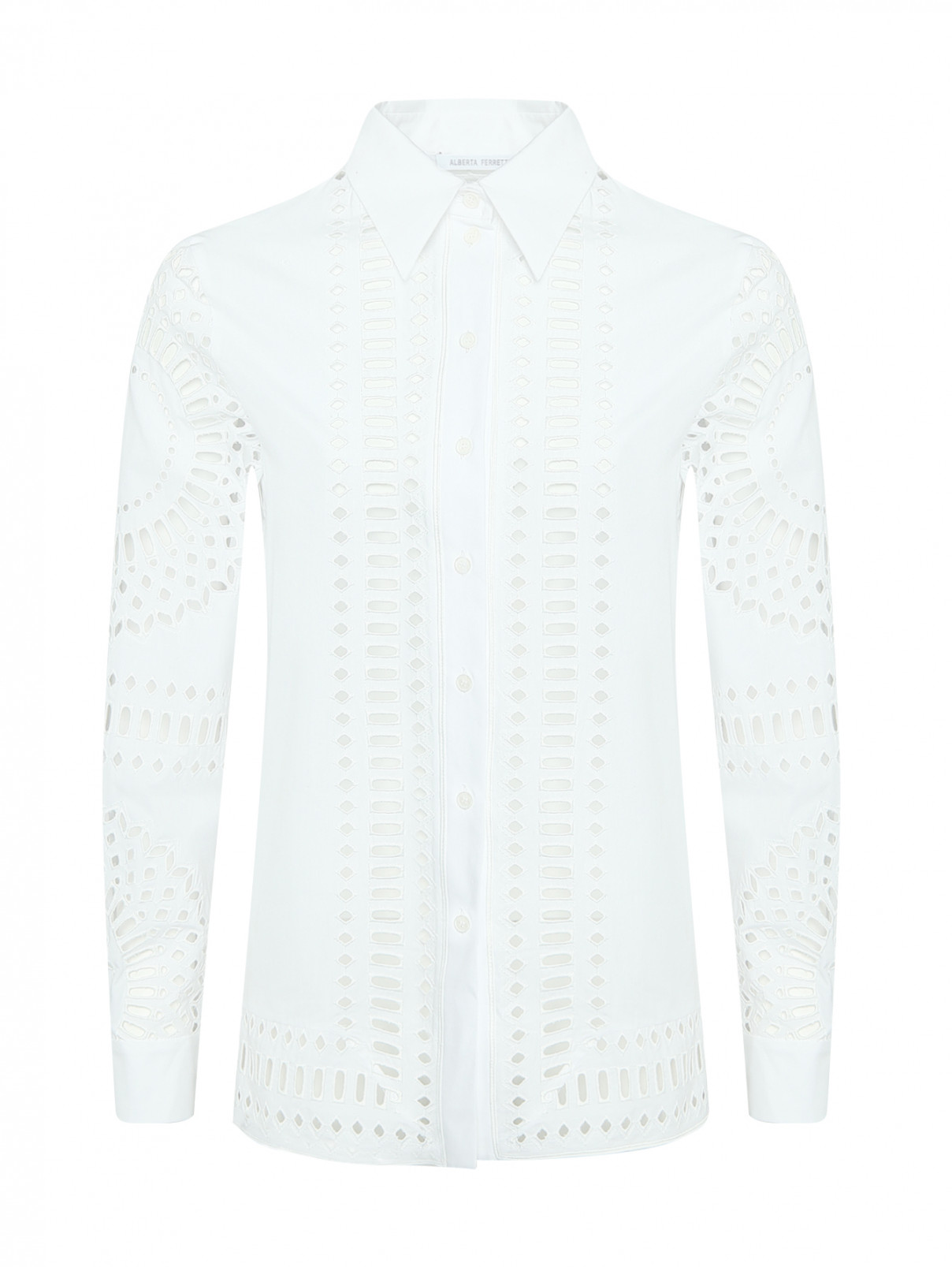 Рубашка из шитья Alberta Ferretti  –  Общий вид  – Цвет:  Белый