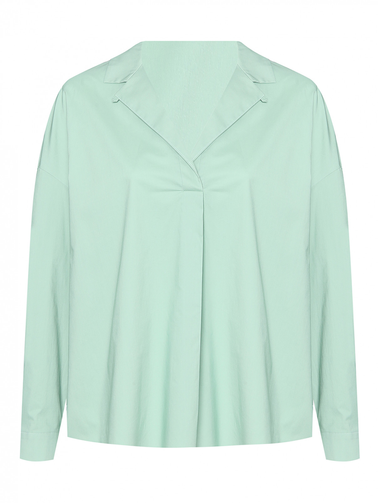 Блуза из хлопка свободного кроя Marina Rinaldi  –  Общий вид  – Цвет:  Зеленый