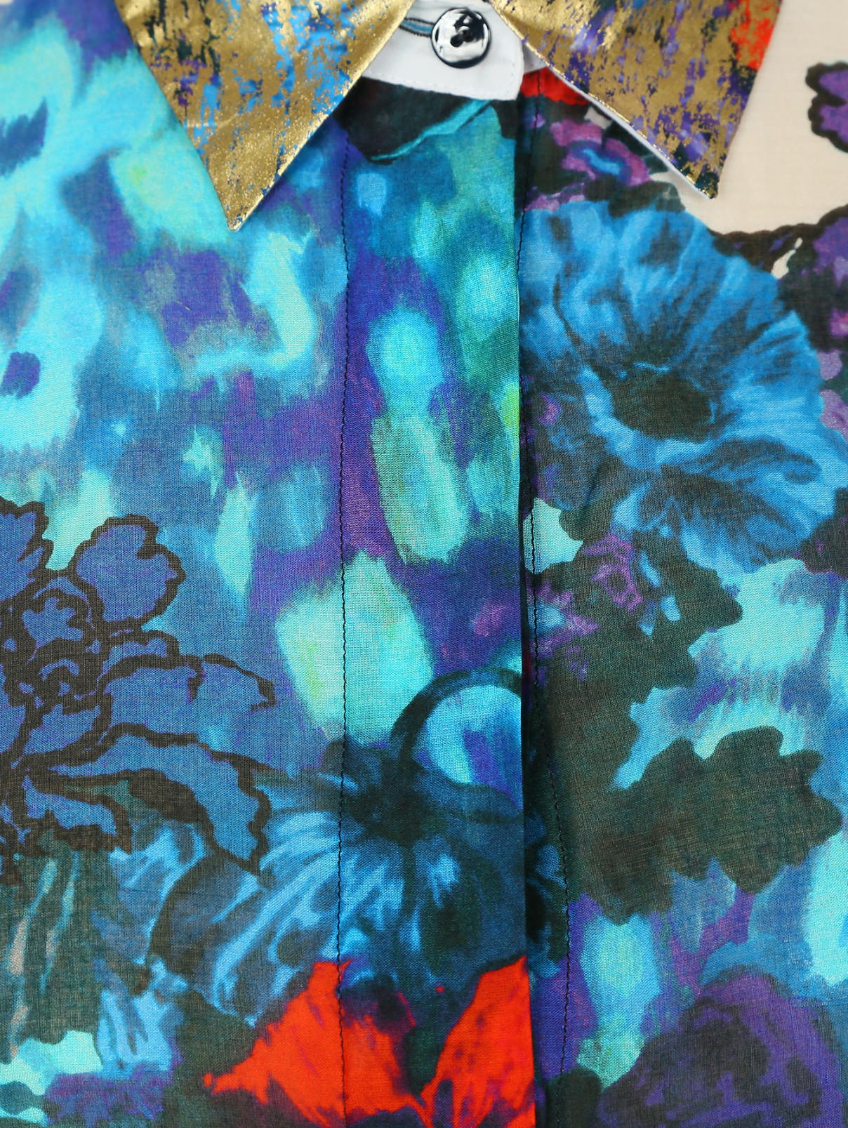 Блуза из хлопка с цветочным узором Marina Rinaldi  –  Деталь  – Цвет:  Мультиколор