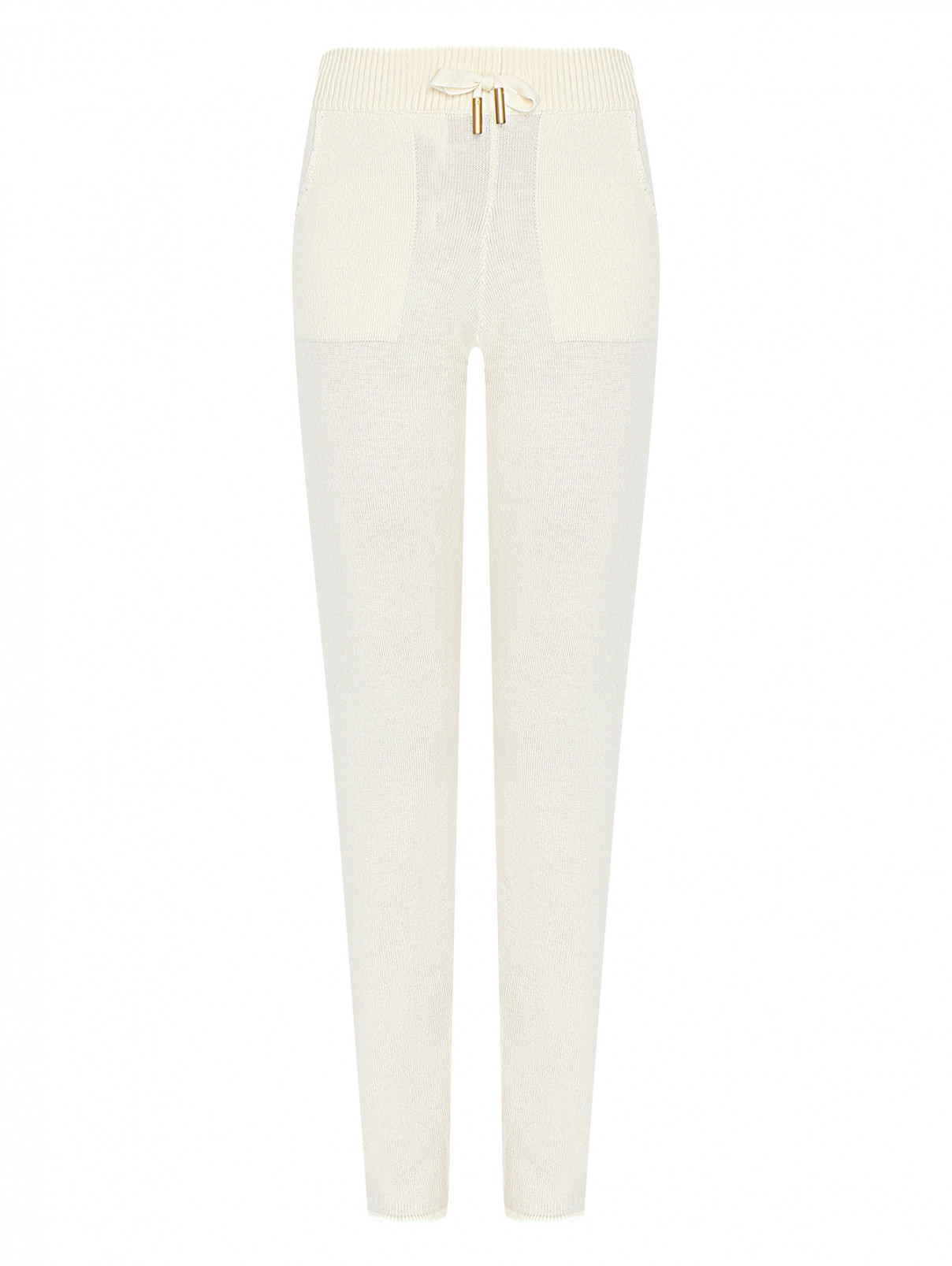 Трикотажные брюки из шерсти с карманами Lorena Antoniazzi  –  Общий вид  – Цвет:  Бежевый