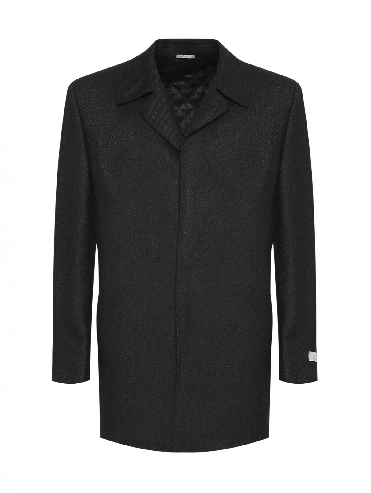 Водонепроницаемое однобортное пальто из шерсти Canali  –  Общий вид  – Цвет:  Серый