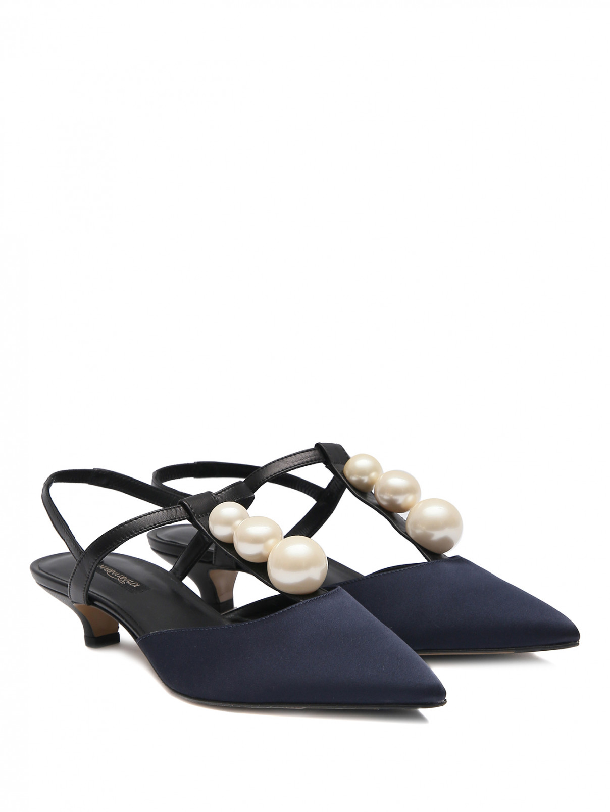 Туфли из шелковой ткани с жемчугом Marina Rinaldi  –  Общий вид  – Цвет:  Черный