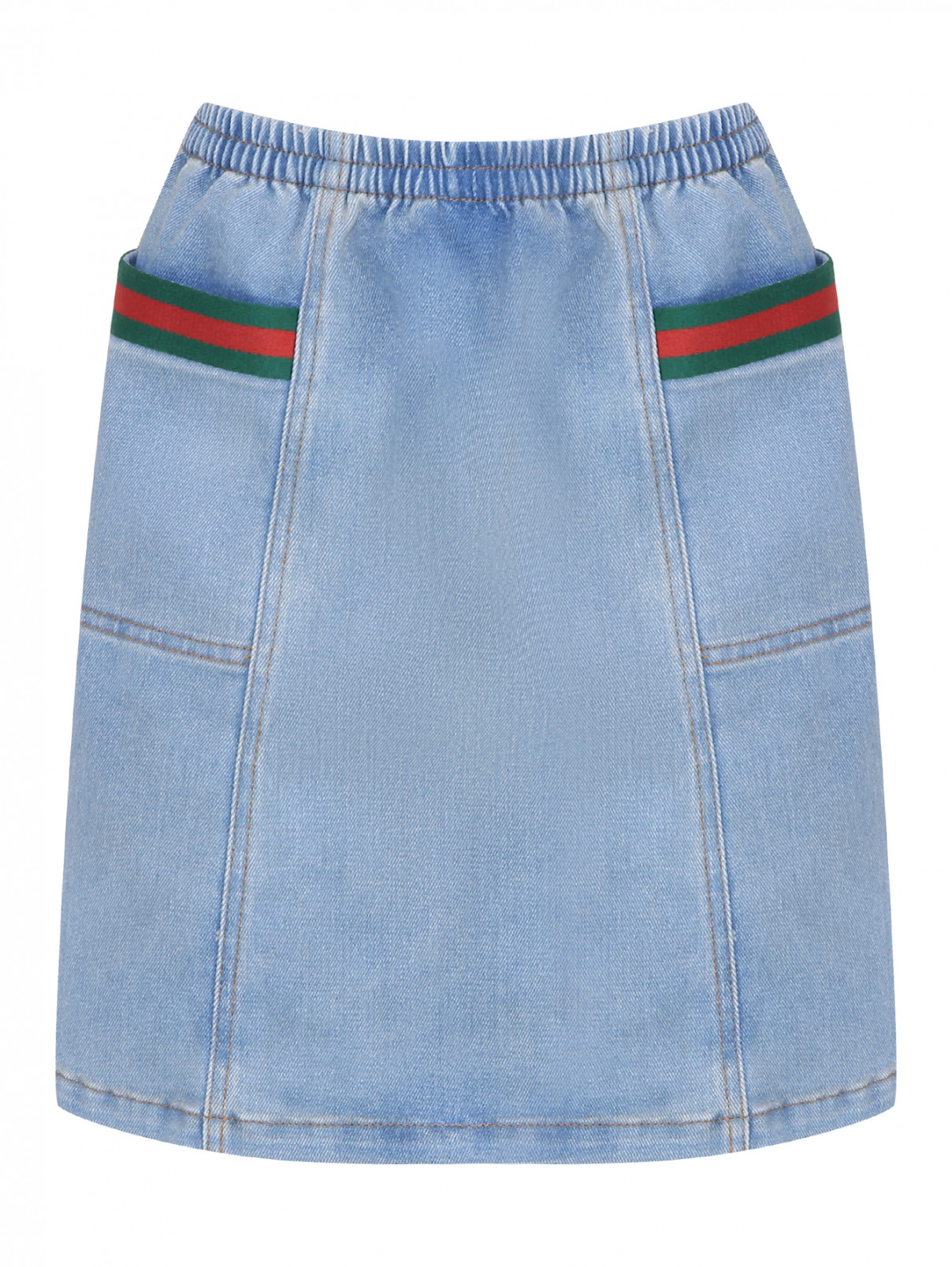 Джинсовая юбка с карманами Gucci  –  Общий вид  – Цвет:  Синий