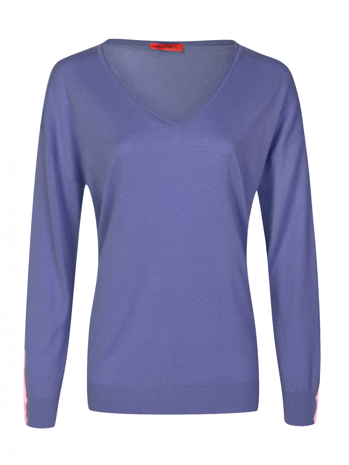 Джемпер из шерсти с V-вырезом Max&Co  –  Общий вид  – Цвет:  Фиолетовый
