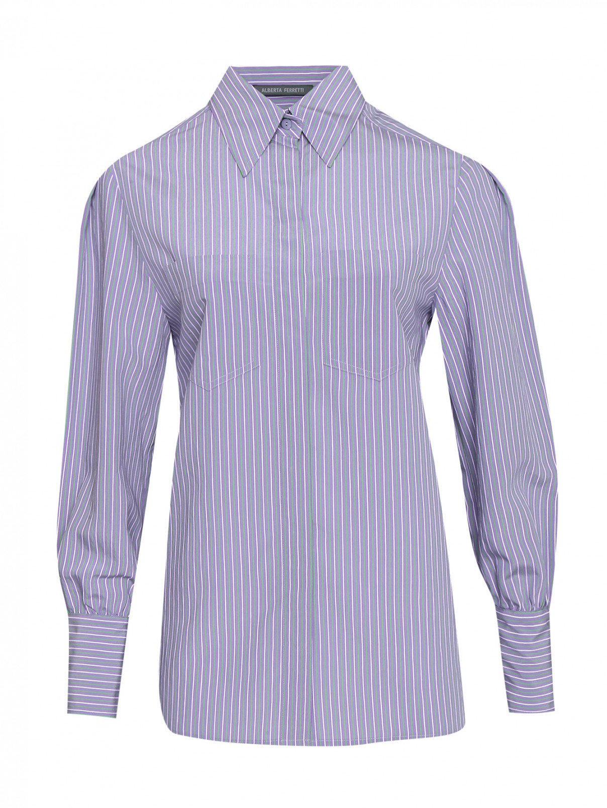 Рубашка из вискозы в полоску Alberta Ferretti  –  Общий вид  – Цвет:  Фиолетовый
