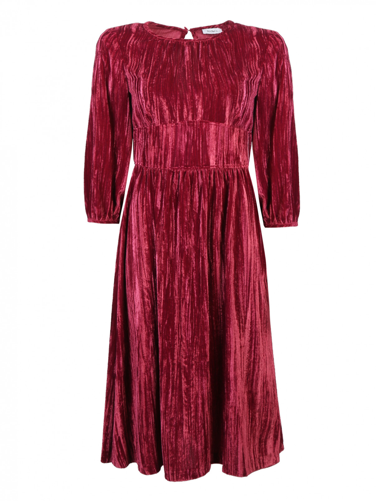 Платье-миди, со сборкой на талии Max&Co  –  Общий вид  – Цвет:  Красный