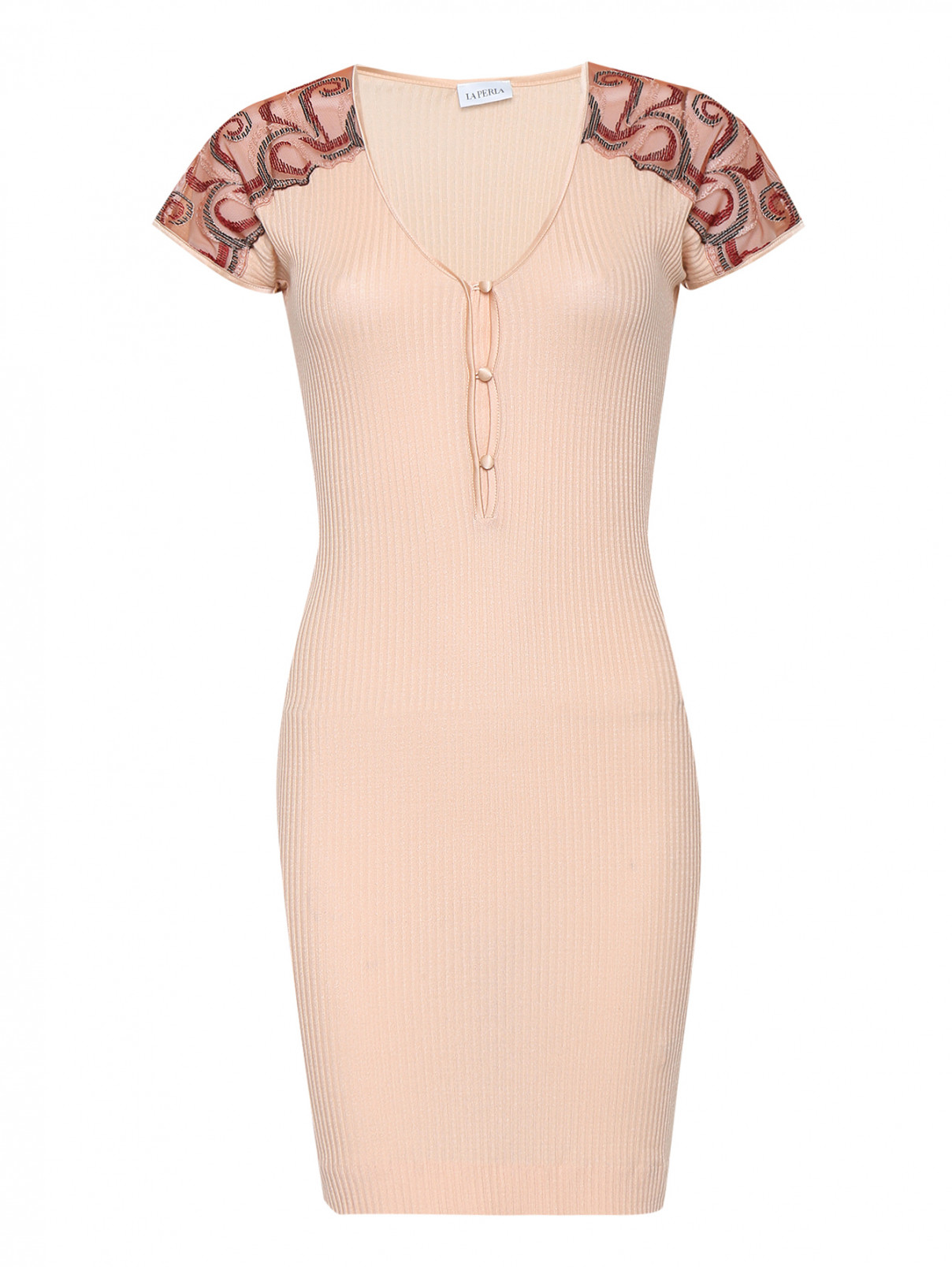 Сорочка из шелка и хлопка с кружевной отделкой La Perla  –  Общий вид  – Цвет:  Розовый