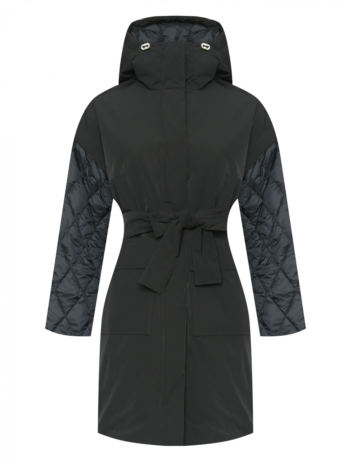 Пальто-трасформер с капюшоном Weekend Max Mara  –  Общий вид  – Цвет:  Черный