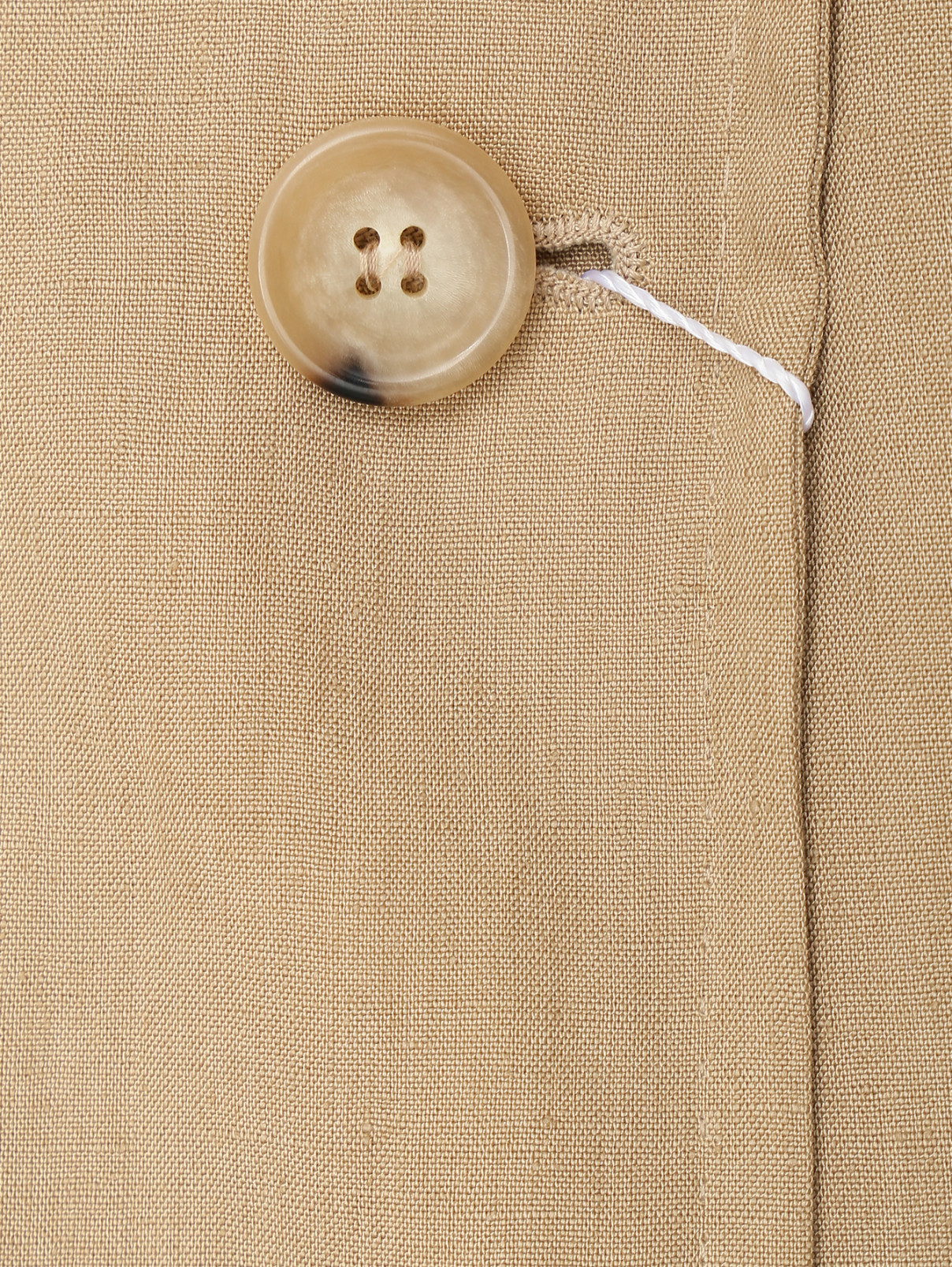 Двубортное пальто изо льна с карманами Max Mara  –  Деталь  – Цвет:  Бежевый