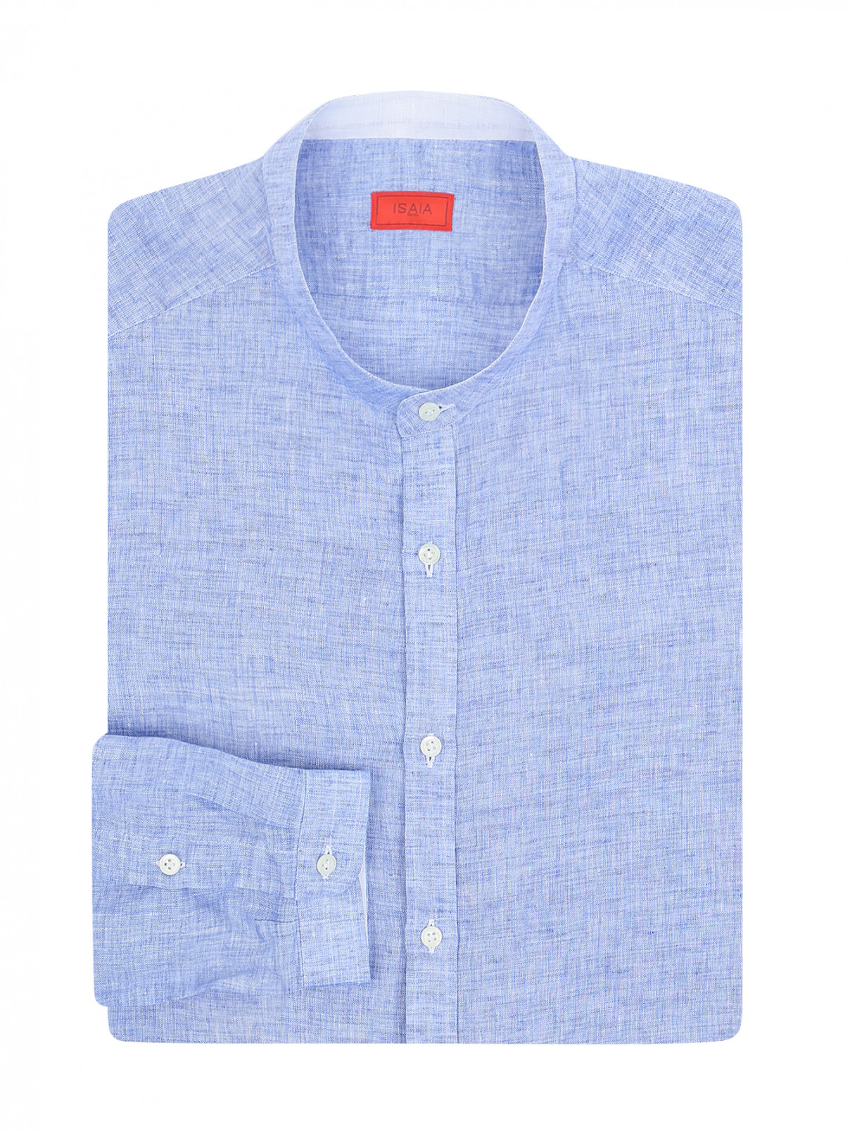 Рубашка из льна Isaia  –  Общий вид  – Цвет:  Синий