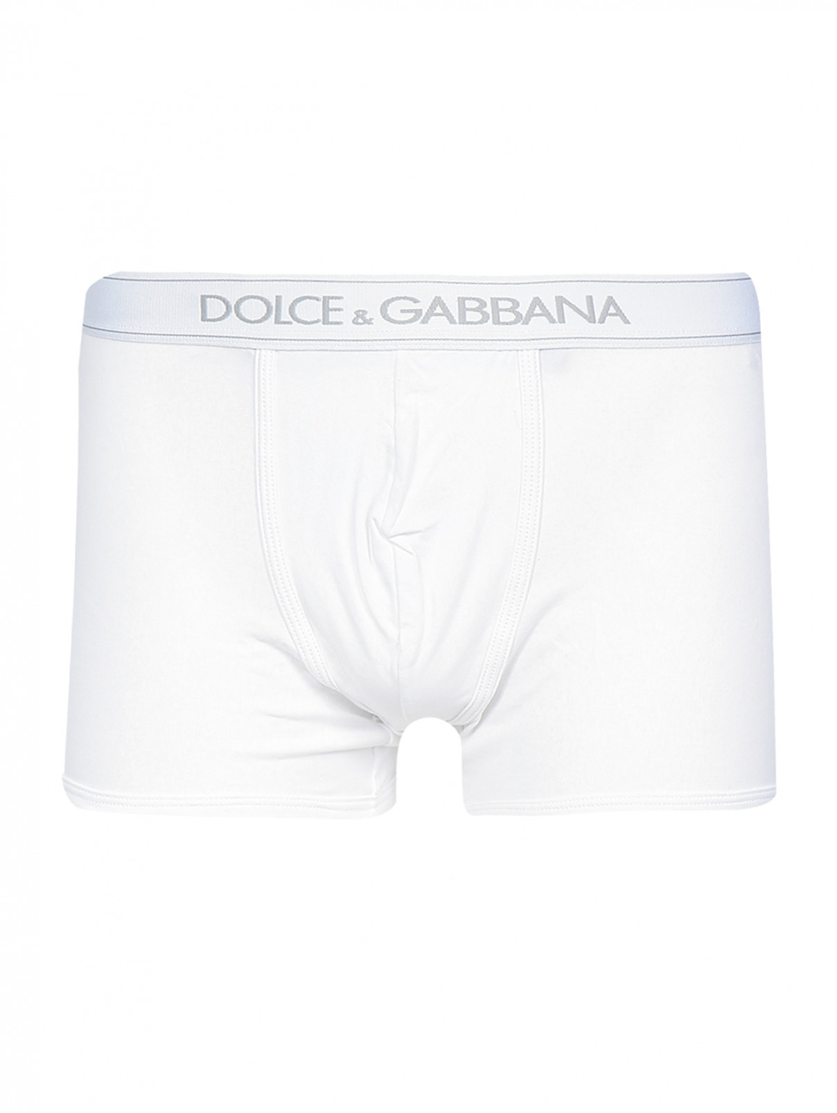 Трусы-боксеры из хлопка с контрастной вставкой Dolce & Gabbana  –  Общий вид  – Цвет:  Белый