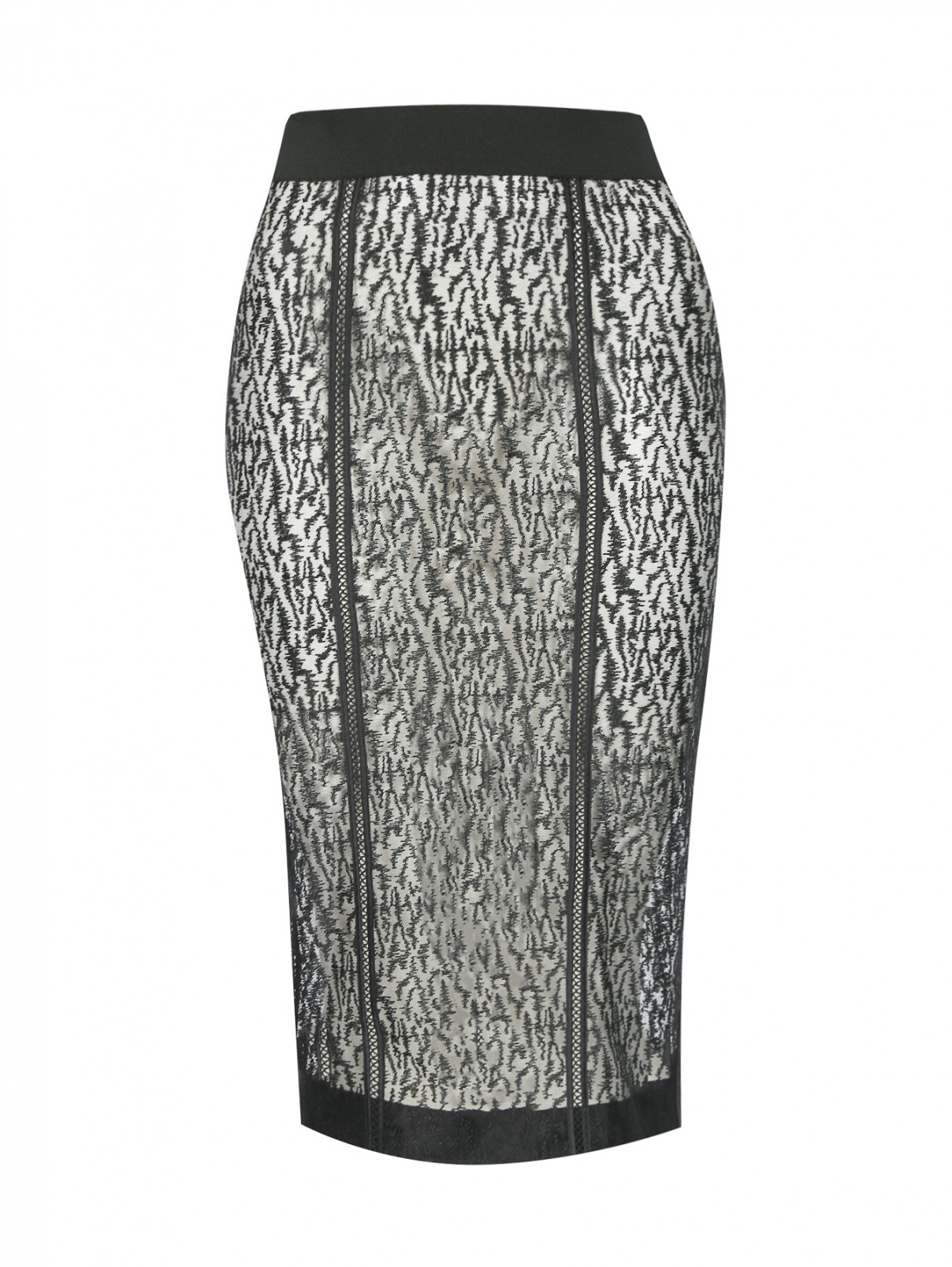 Прозрачная юбка из сетки с вышивкой La Perla  –  Общий вид  – Цвет:  Черный