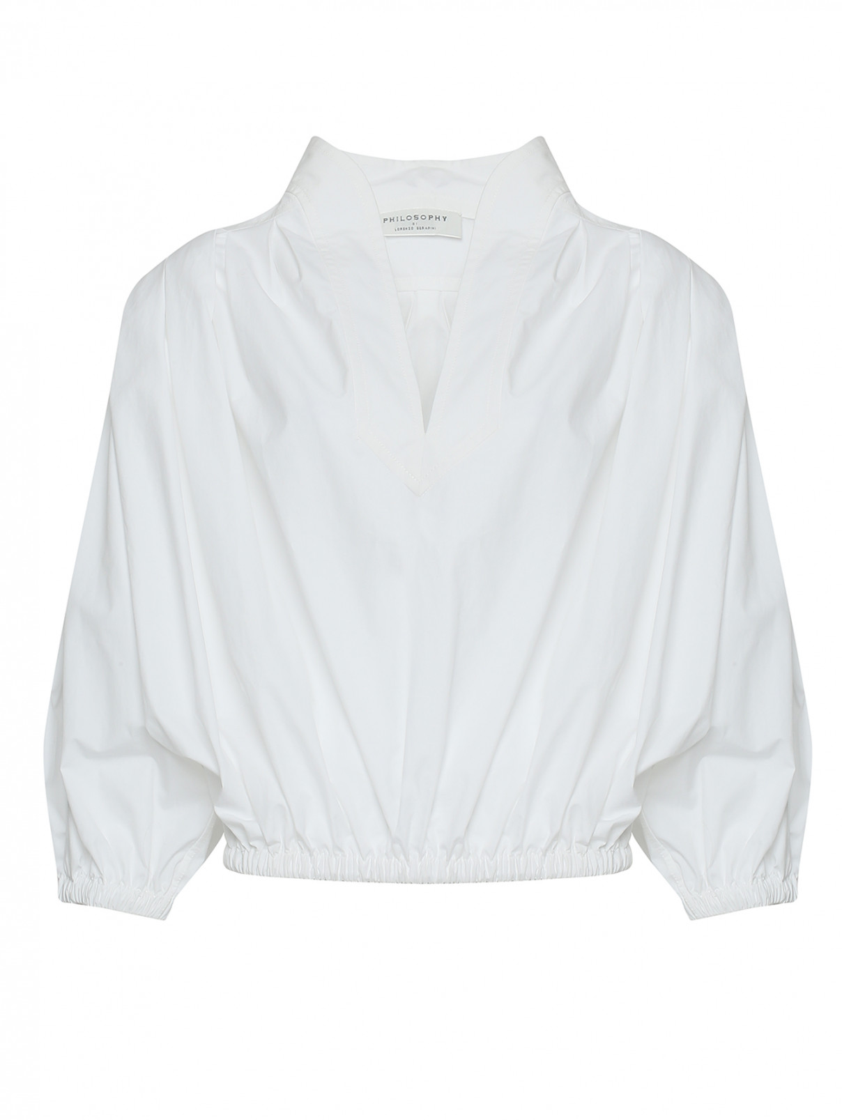 Блуза из хлопка с оборкой Philosophy di Lorenzo Serafini  –  Общий вид  – Цвет:  Белый