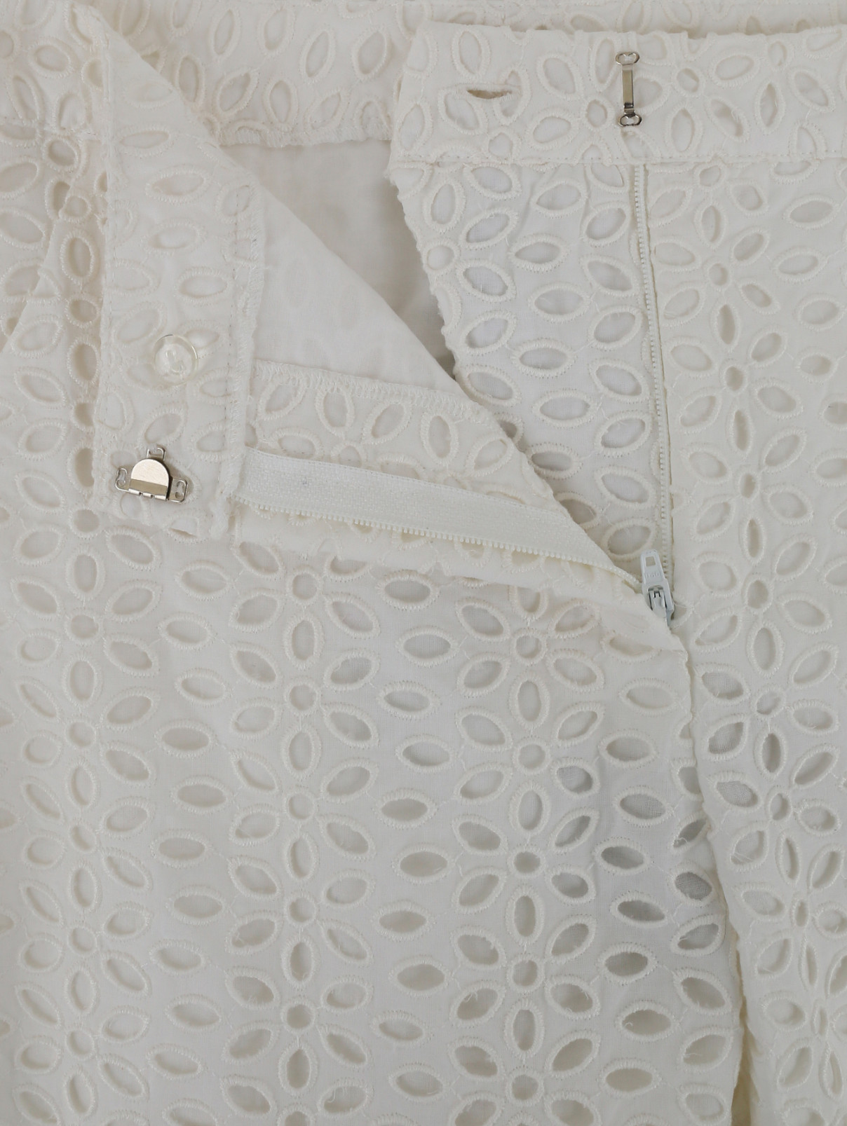 Укороченные брюки с высокой талией из хлопка с кружевной отделкой Aimo Richly  –  Деталь  – Цвет:  Белый