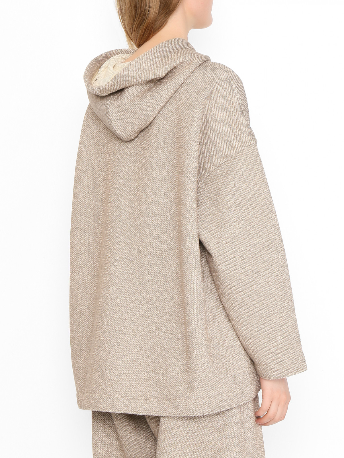 Толстовка из хлопка и вискозы с люрексом Max Mara  –  МодельВерхНиз1  – Цвет:  Бежевый