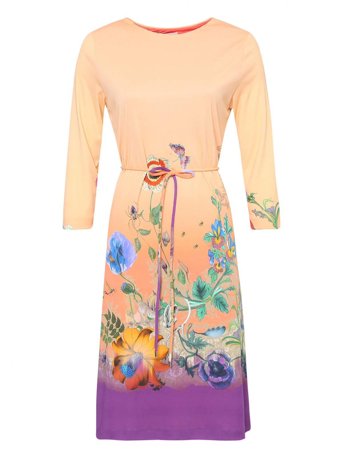 Платье из вискозы и шелка с цветочным узором Etro  –  Общий вид  – Цвет:  Розовый