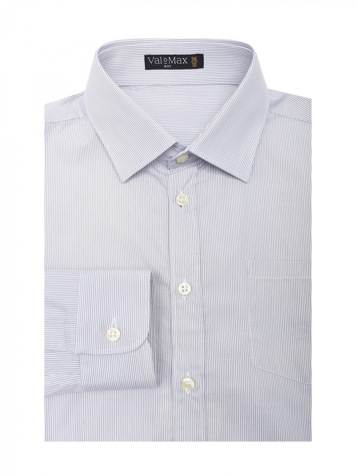 Рубашка из хлопка с узором полоска Val Max  –  Общий вид  – Цвет:  Серый