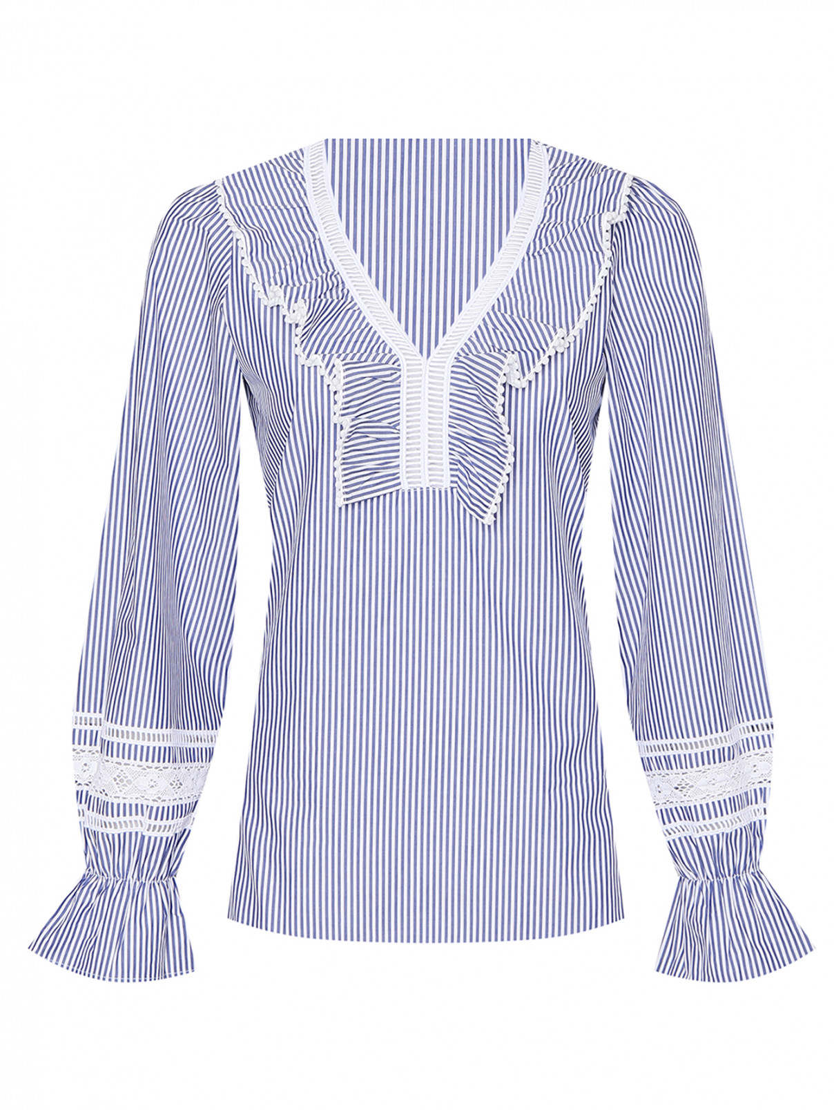 Блуза из хлопка с кружевной отделкой Max&Co  –  Общий вид  – Цвет:  Узор