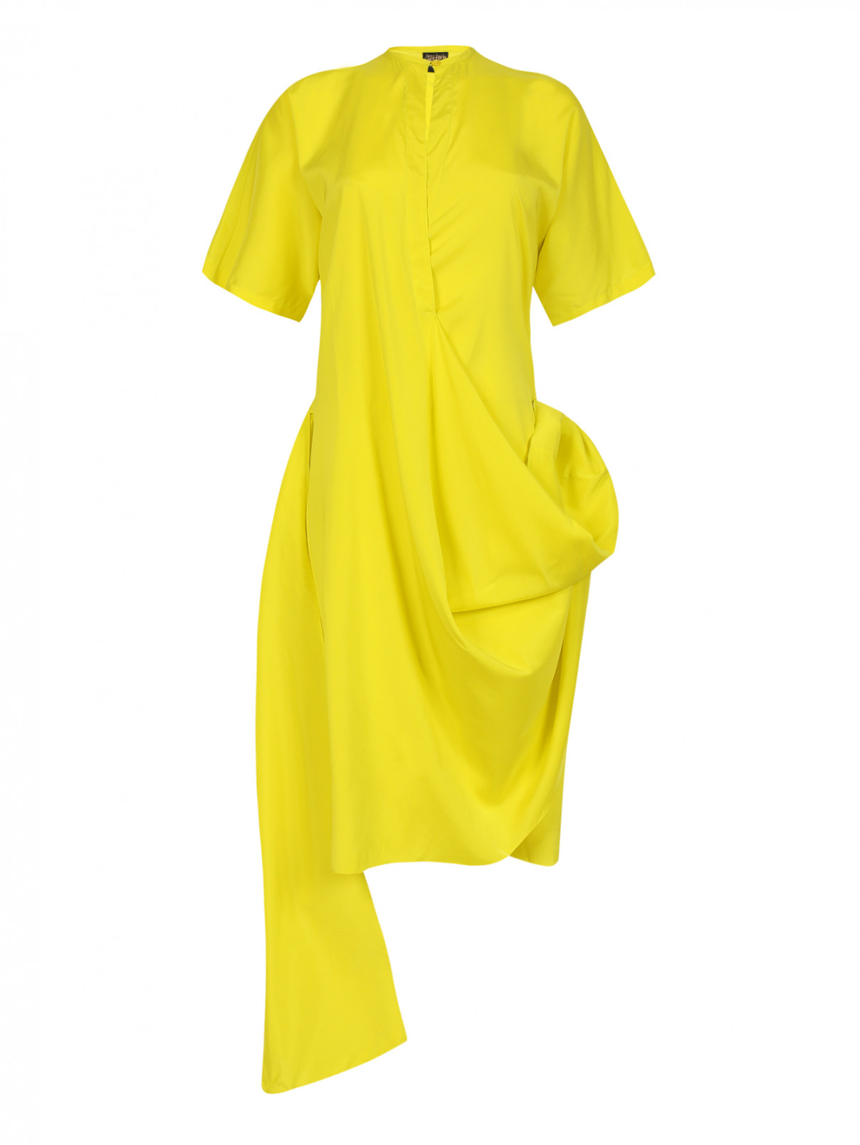 Платье из шелка асимметричного кроя Jean Paul Gaultier  –  Общий вид  – Цвет:  Желтый