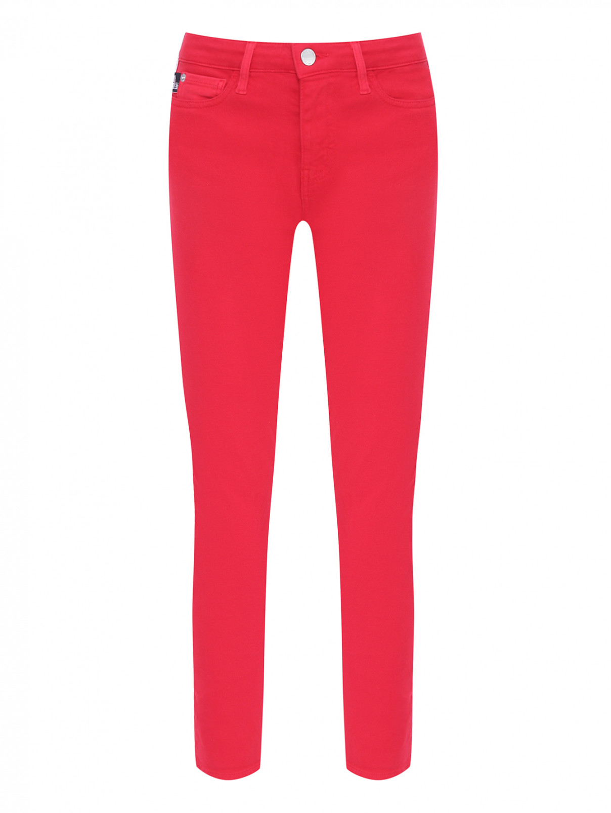 Однотонные брюки из хлопка Love Moschino  –  Общий вид  – Цвет:  Красный