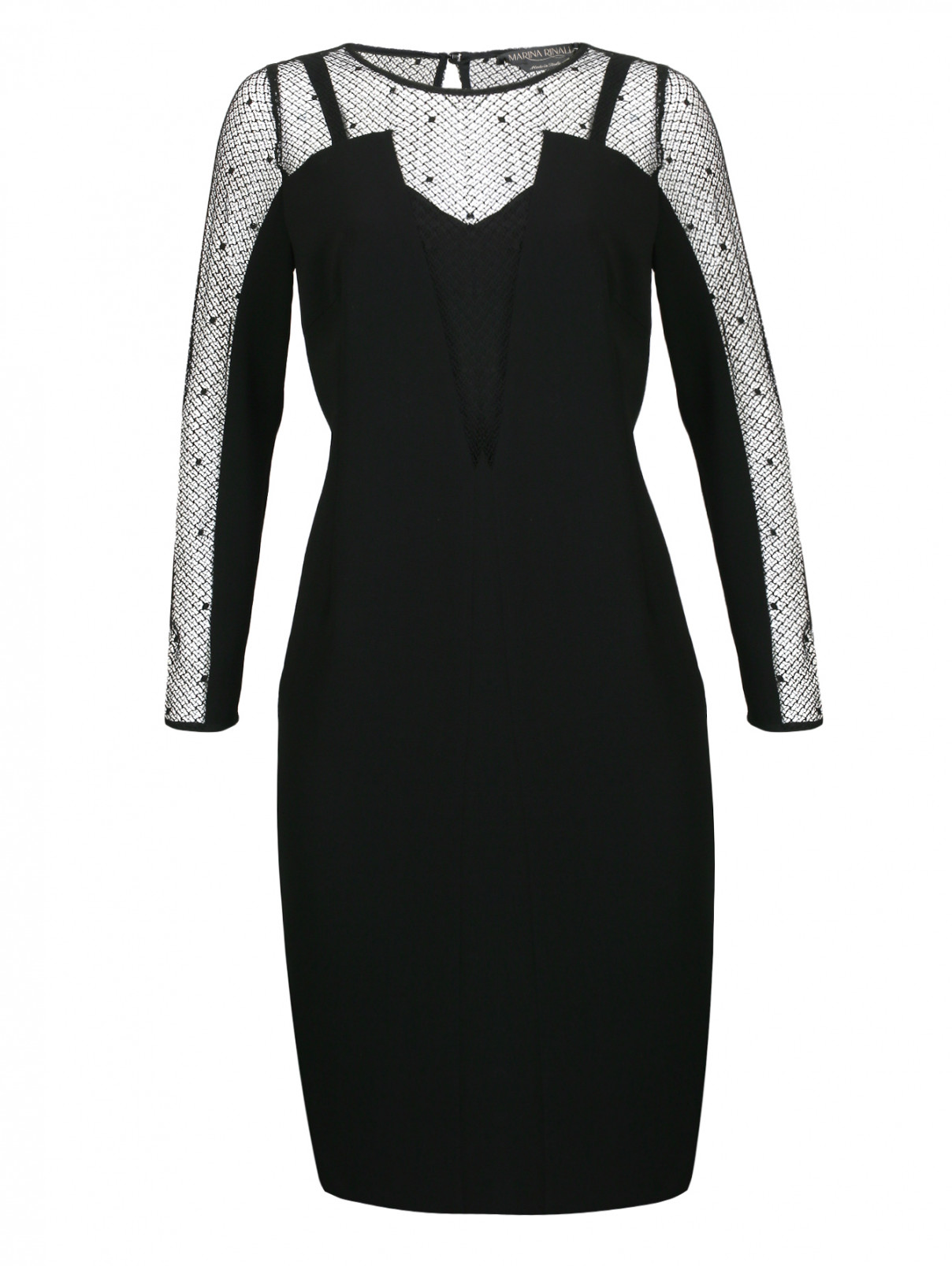 Платье-миди с декоративной отделкой Marina Rinaldi  –  Общий вид  – Цвет:  Черный