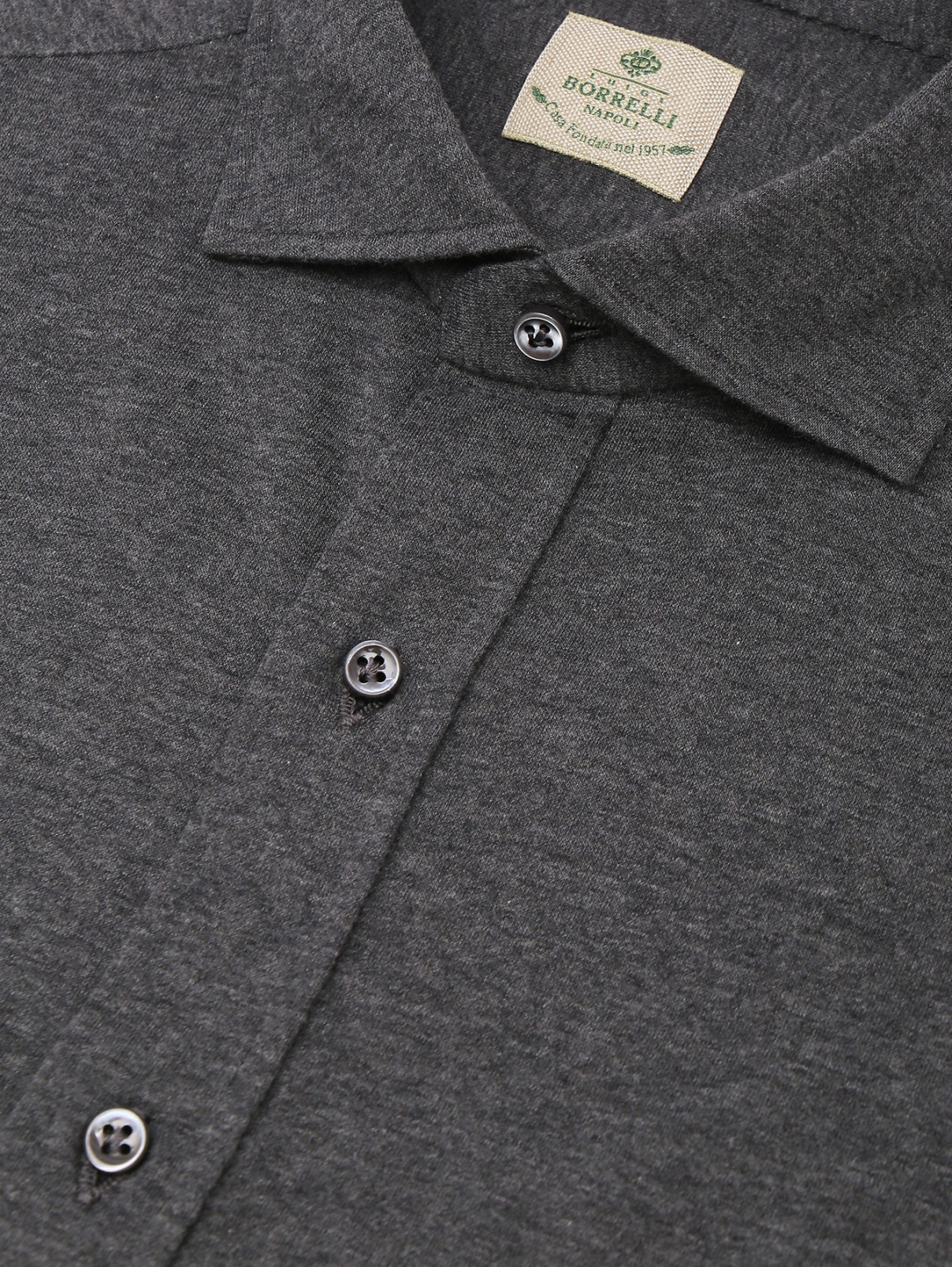 Рубашка из хлопка однотонная Borrelli  –  Деталь  – Цвет:  Черный