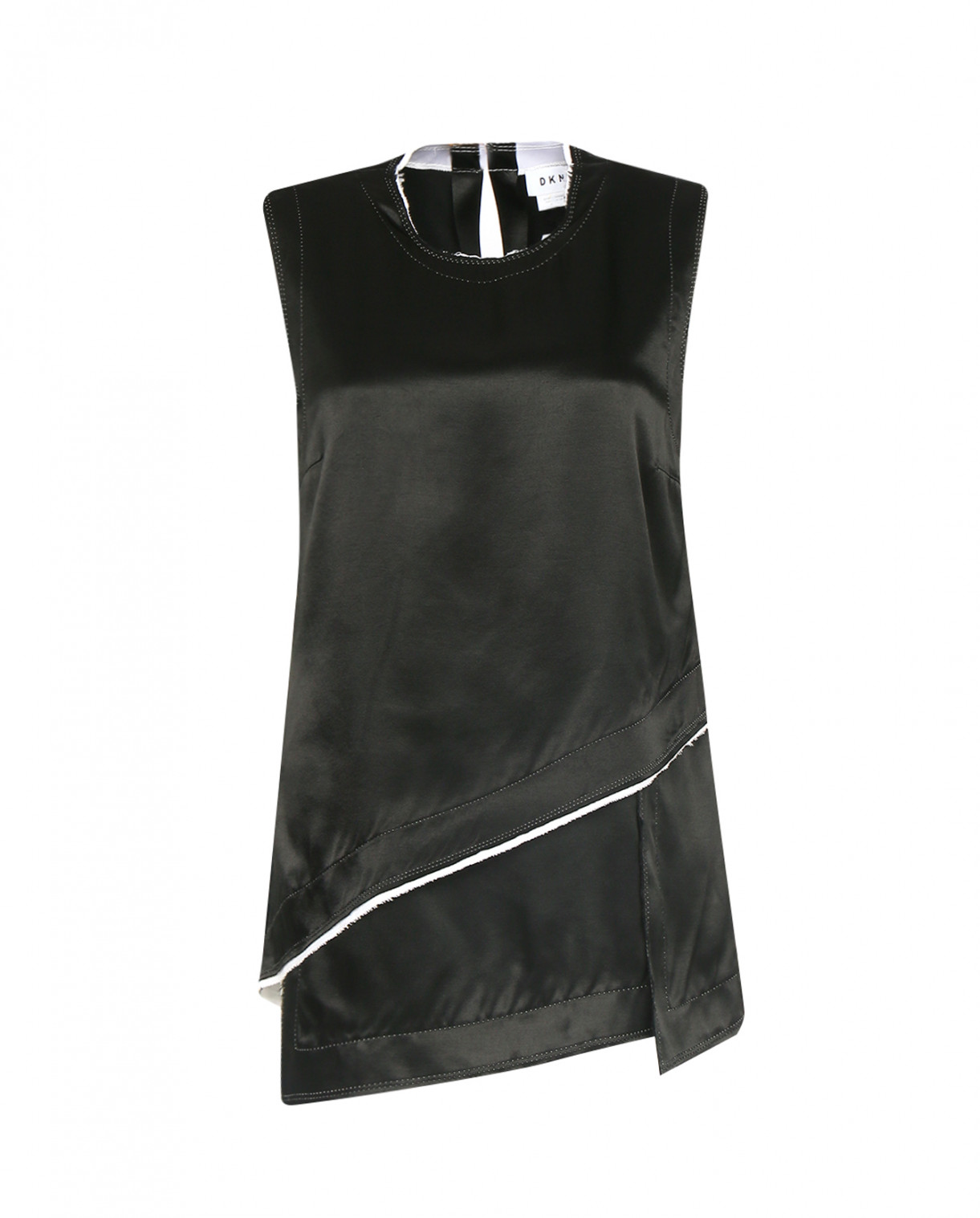 Топ без рукавов с ассиметричным кроем и декоративной отделкой DKNY  –  Общий вид  – Цвет:  Черный