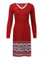 Платье-миди из шерсти с длинным рукавом и узором BOSCO  –  Общий вид