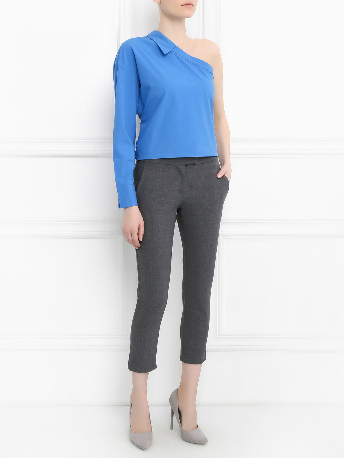 Рубашка из хлопка Erika Cavallini  –  Модель Общий вид  – Цвет:  Синий