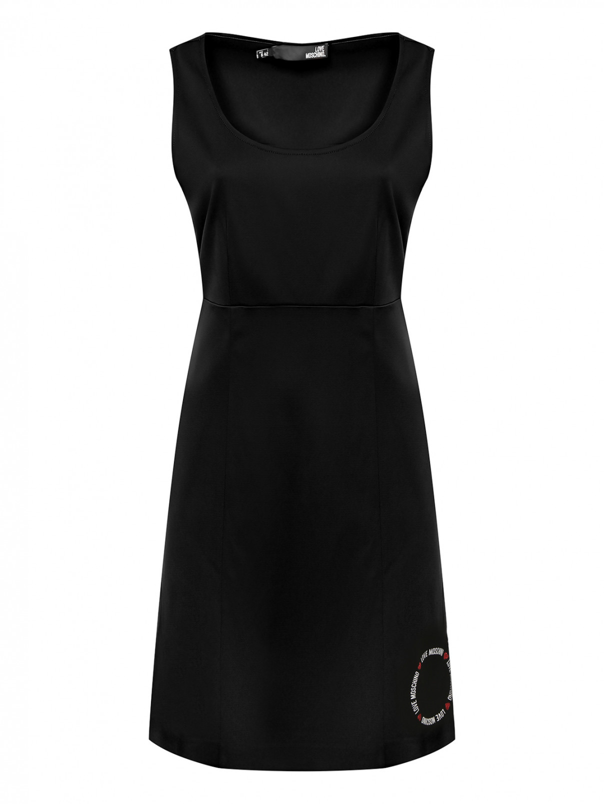 Платье без рукавов с принтом Love Moschino  –  Общий вид  – Цвет:  Черный