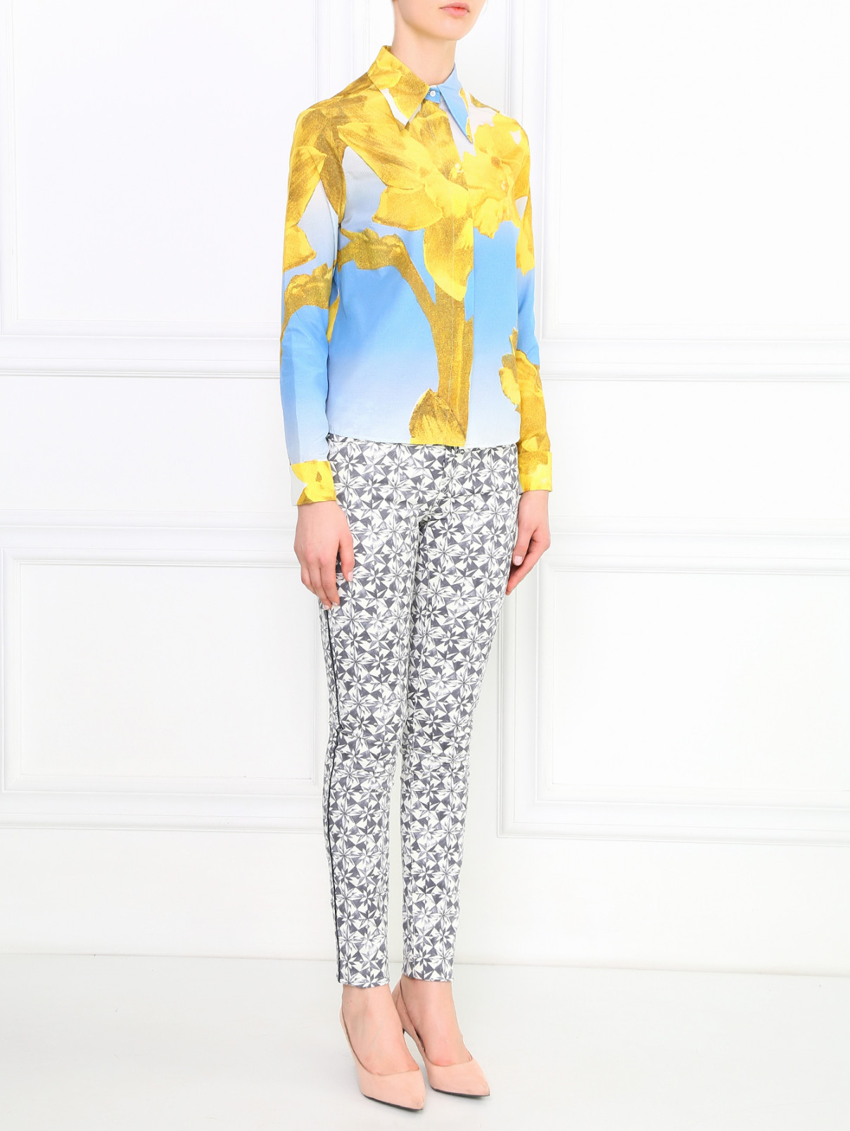 Блуза из шелка и хлопка с цветочным узором Paul Smith  –  Модель Общий вид  – Цвет:  Узор
