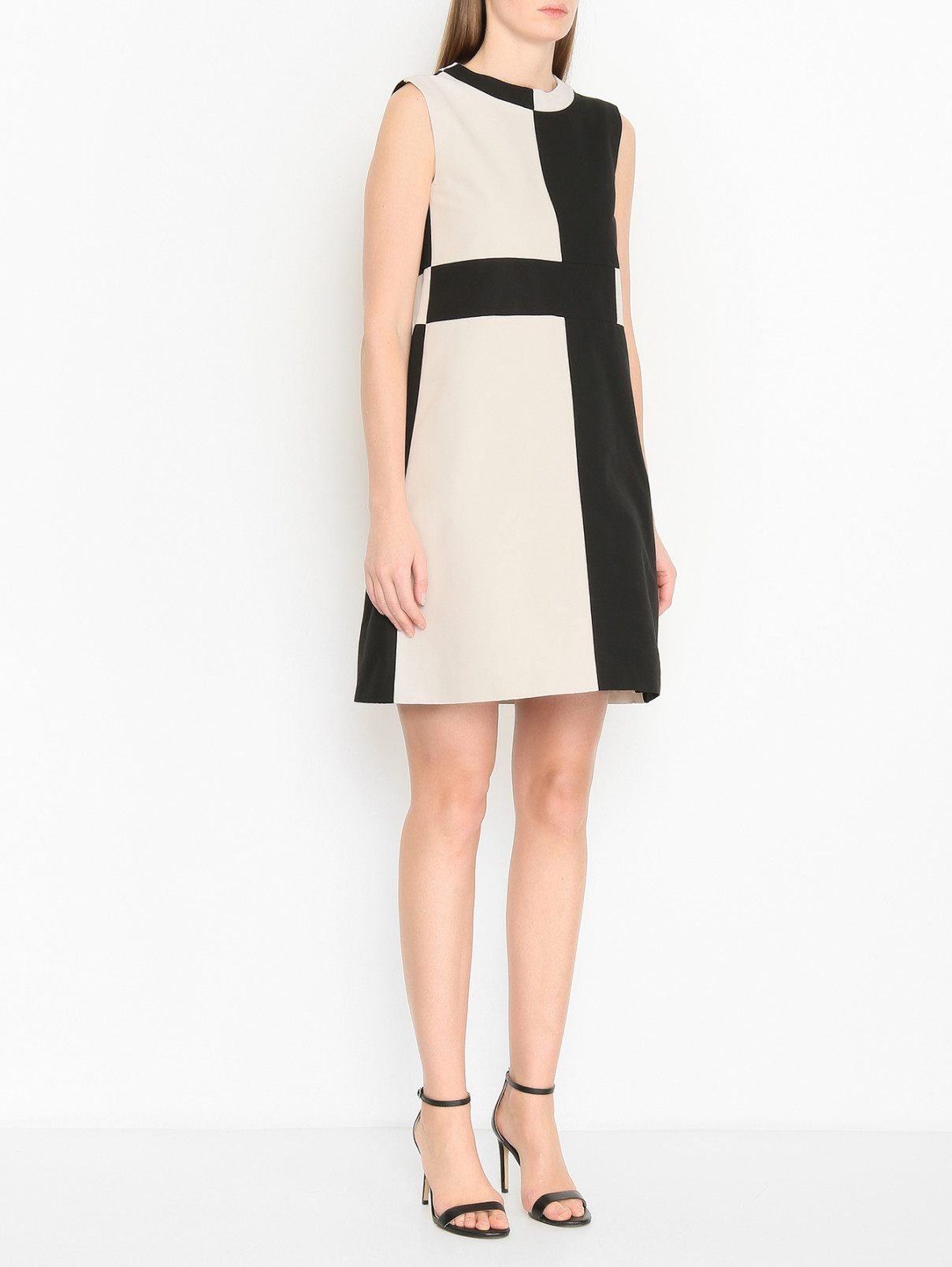 Платье из хлопка в стиле 60-ых Max Mara  –  МодельВерхНиз  – Цвет:  Черный