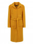 Однобортное пальто из шерсти с накладными карманами и поясом Rochas  –  Общий вид