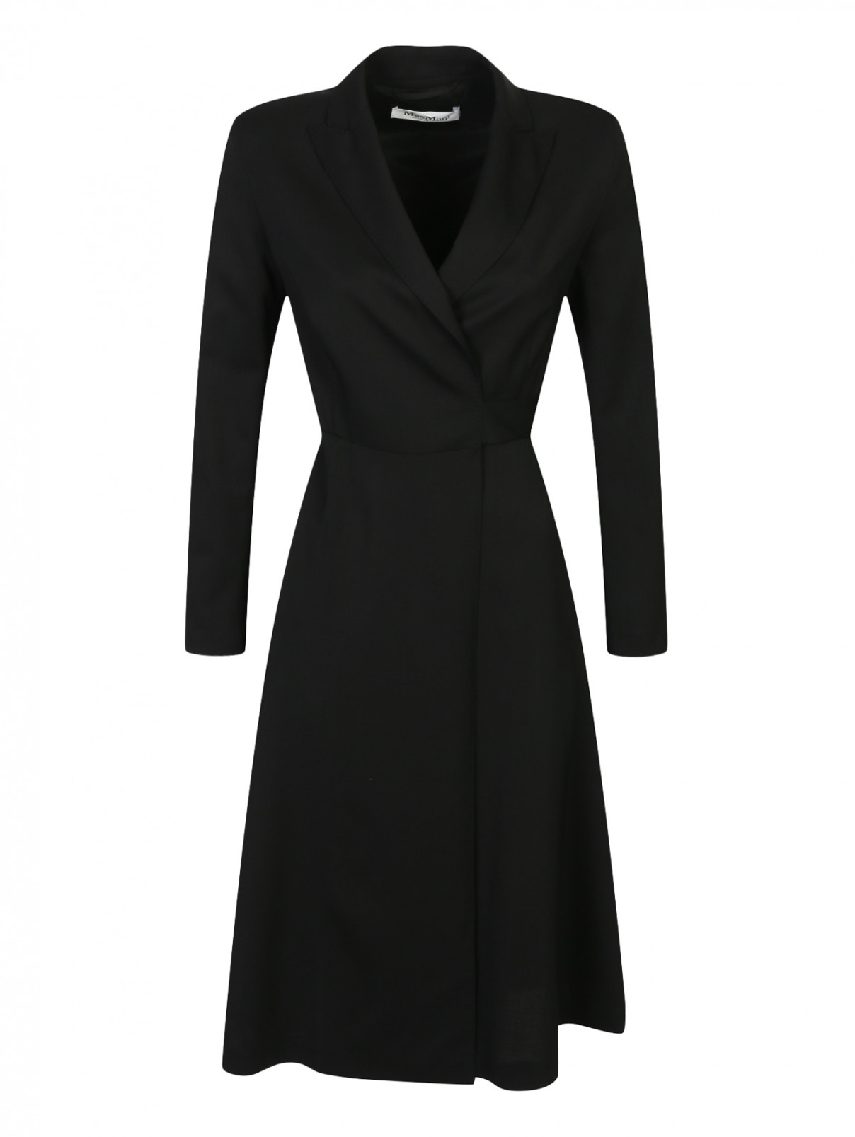 Платье из шерсти с запахом Max Mara  –  Общий вид  – Цвет:  Черный