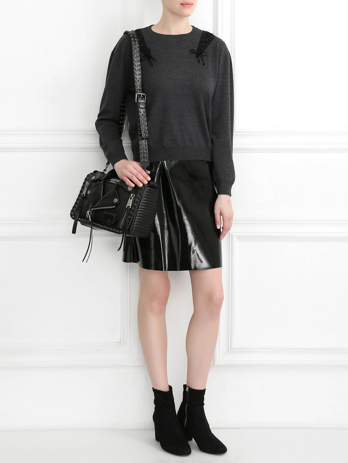Джемпер из шерсти с декором Moschino Couture  –  Модель Общий вид  – Цвет:  Серый
