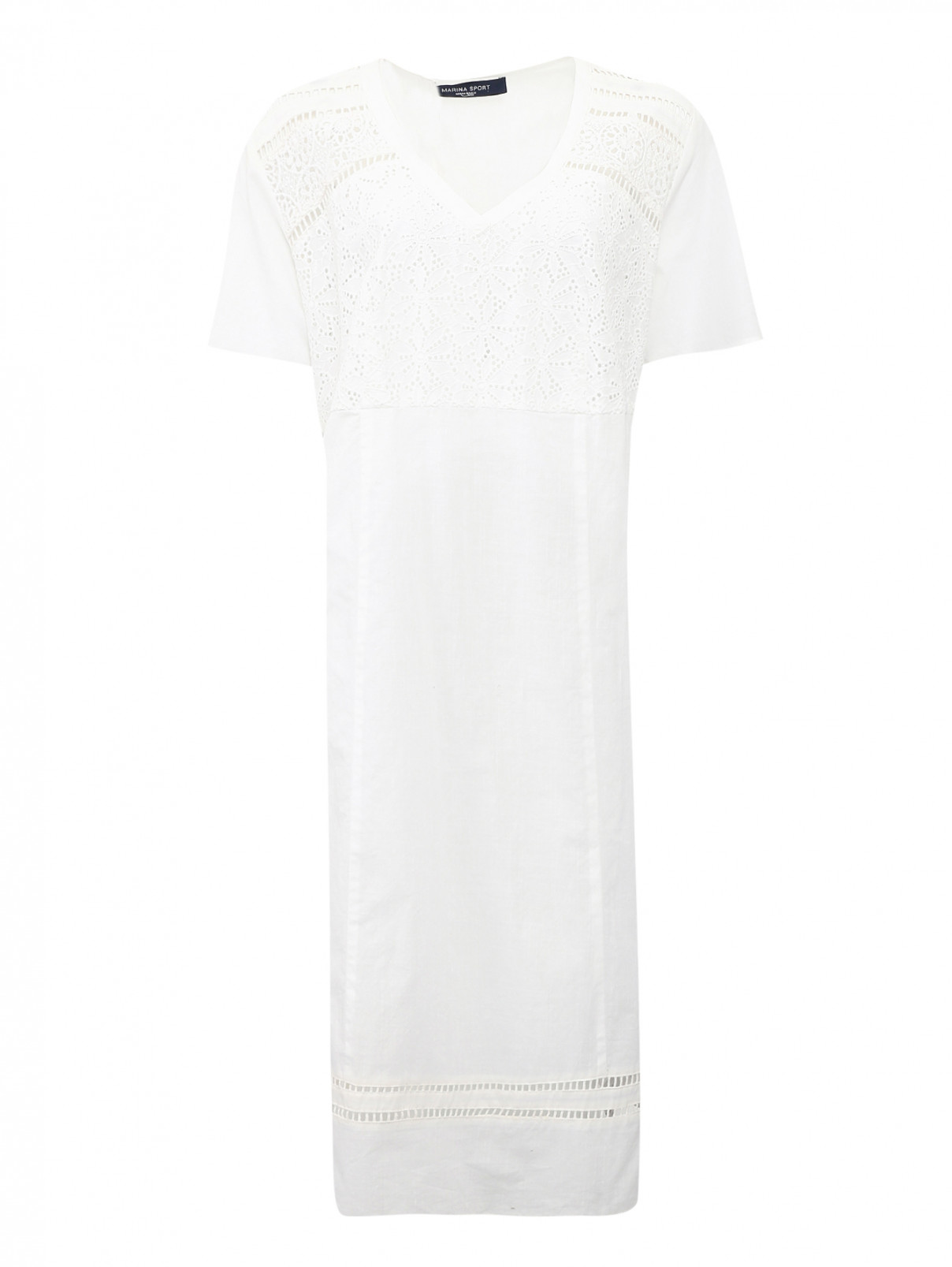 Платье из хлопка с вышивкой Marina Sport  –  Общий вид  – Цвет:  Белый