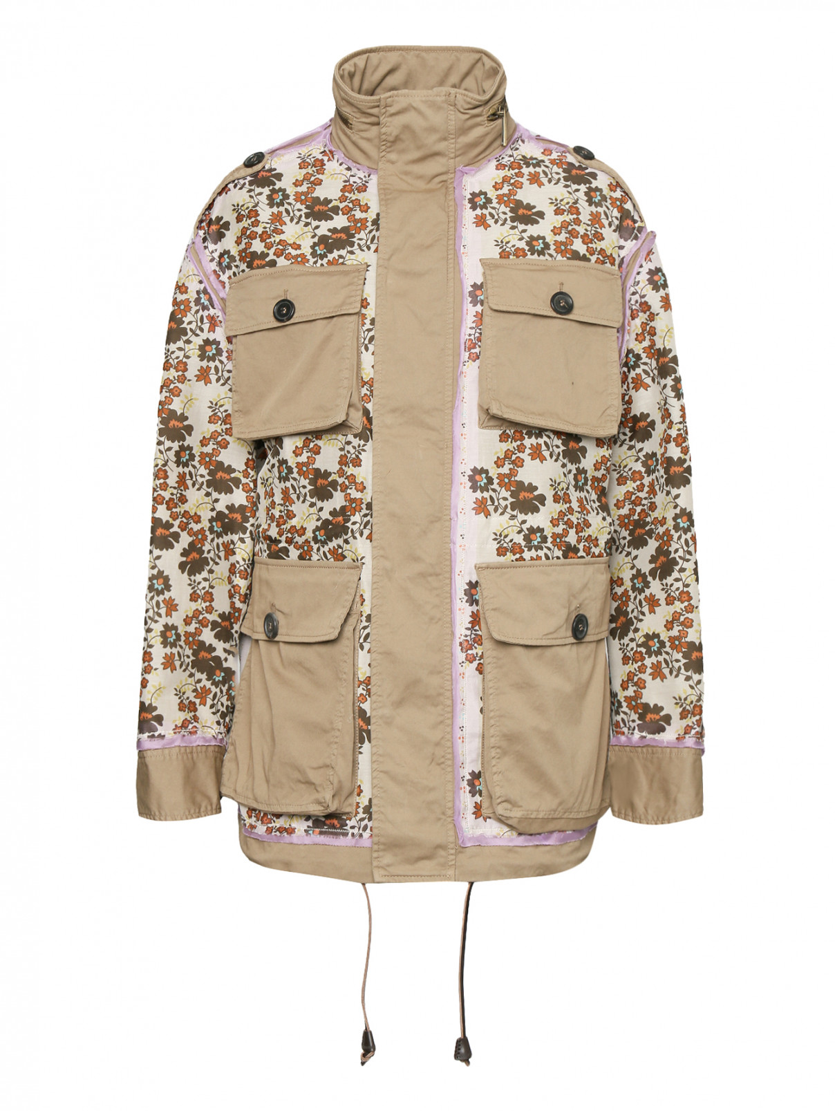 Куртка из хлопка с узором и накладными карманами Dsquared2  –  Общий вид  – Цвет:  Узор