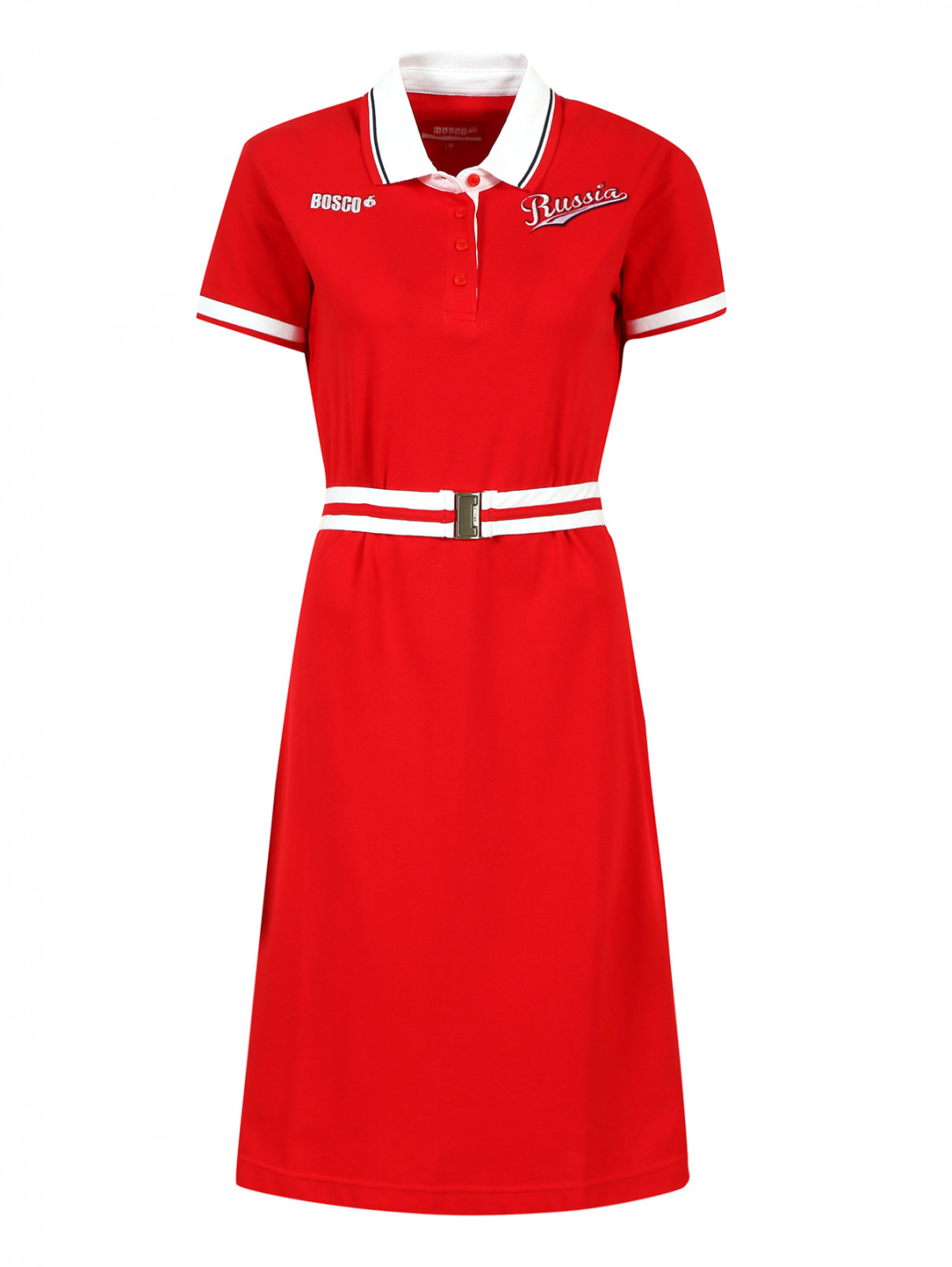Платье-поло из хлопка BOSCO  –  Общий вид  – Цвет:  Красный
