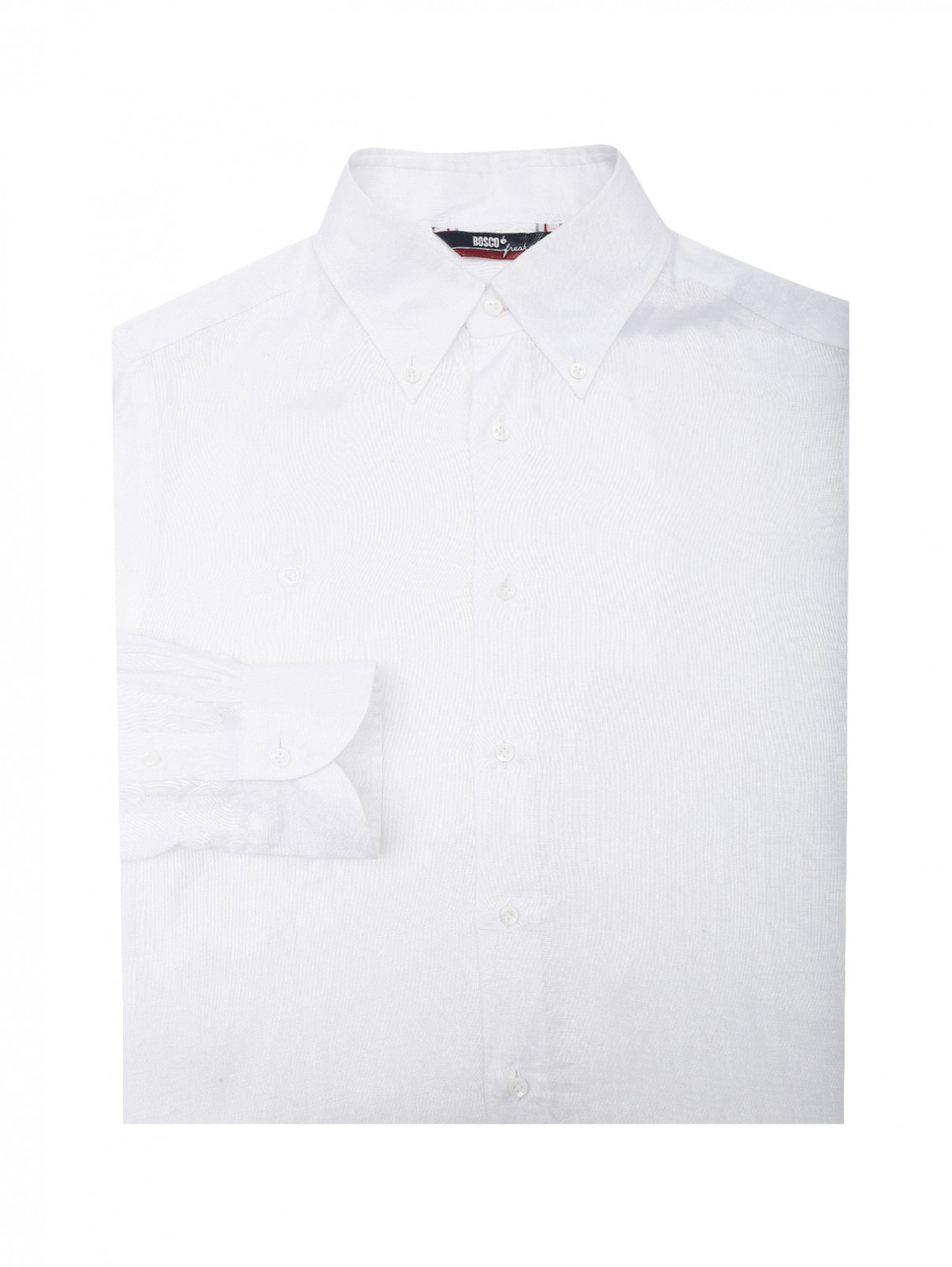 Рубашка льняная прямого силуэта BOSCO  –  Общий вид  – Цвет:  Белый