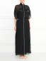 Платье-макси из хлопка и шелка декорированное молниями Jean Paul Gaultier  –  Модель Верх-Низ