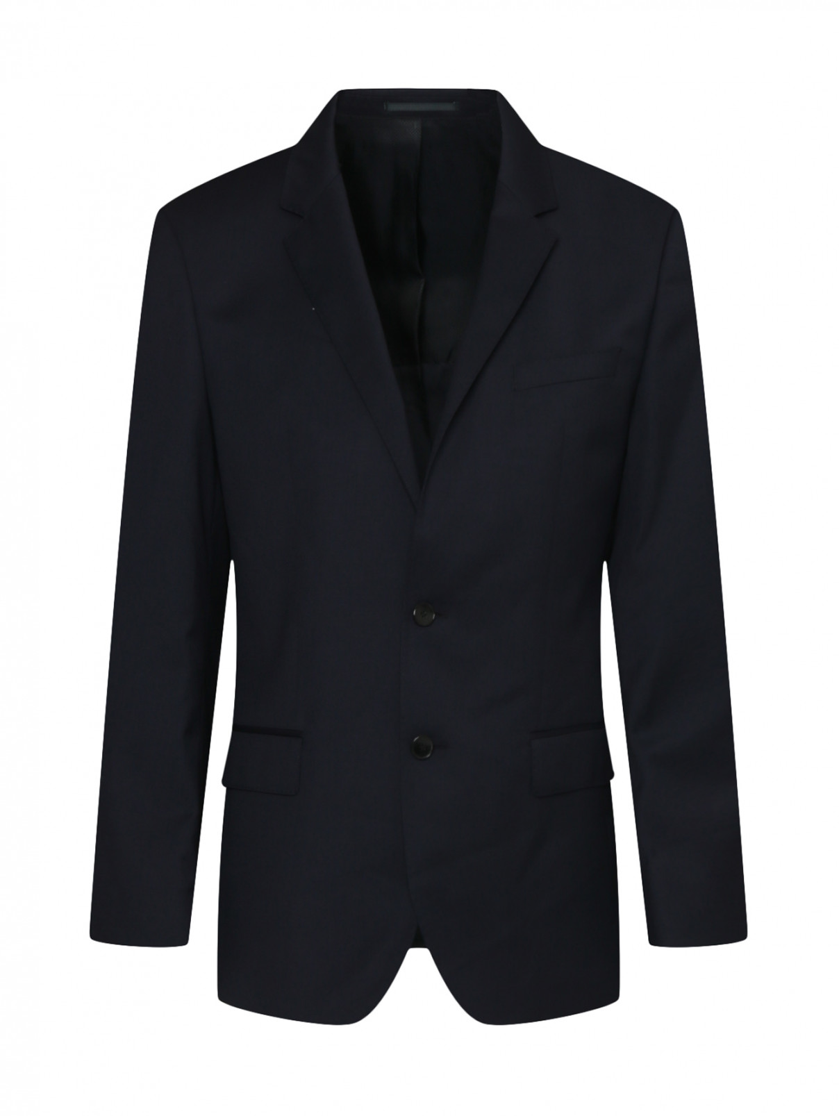 Пиджак однобортный из шерсти Boss  –  Общий вид  – Цвет:  Синий