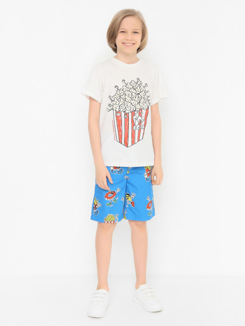 Хлопковые шорты с узором Stella McCartney kids - МодельОбщийВид