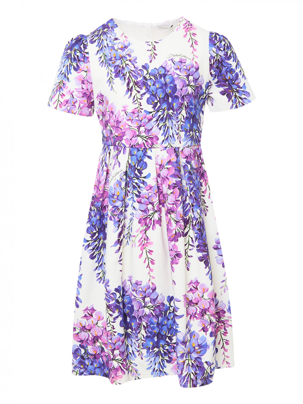 Хлопковое платье с коротким рукавом Dolce & Gabbana  –  Общий вид  – Цвет:  Узор