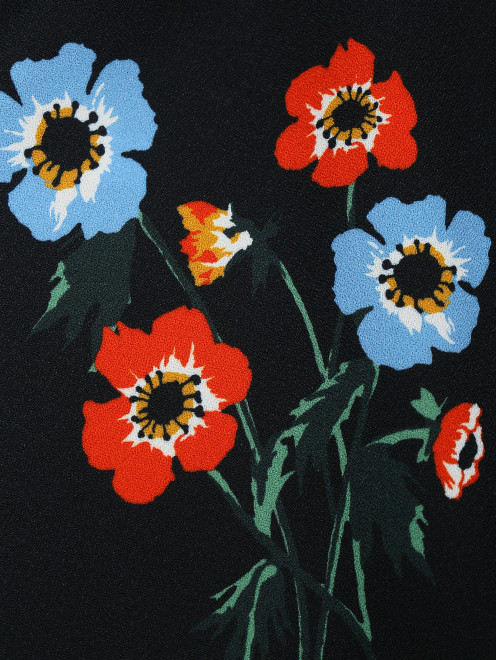 Блуза прямого кроя с цветочным узором - Деталь